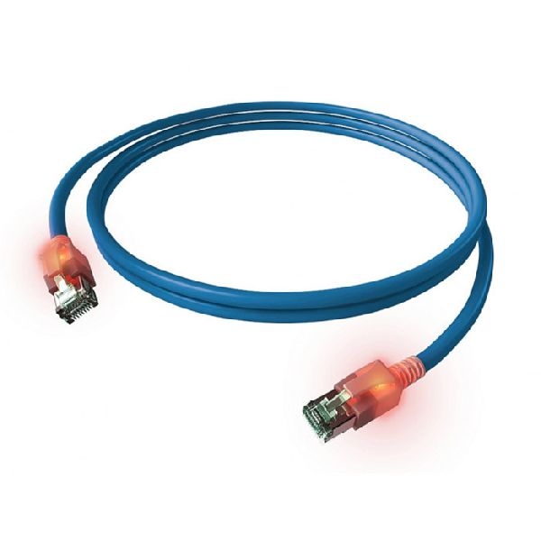 EasyLan CS1OBADAD0020 EasyLan DualBoot LED-Patchkabel Cat.6A (ISO/IEC), S/FTP, blau, 2,0 m, mit LED-Identifizierung