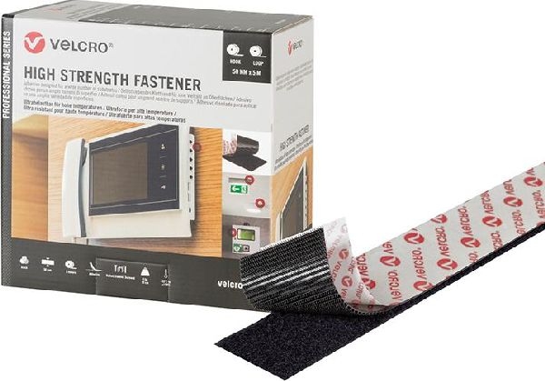 Velcro VEL-PS20009 High Strength Klett-Installationsband der Marke VELCRO(r), 5 m Hakenband, 5 m Flauschband, 50 mm, schwarz