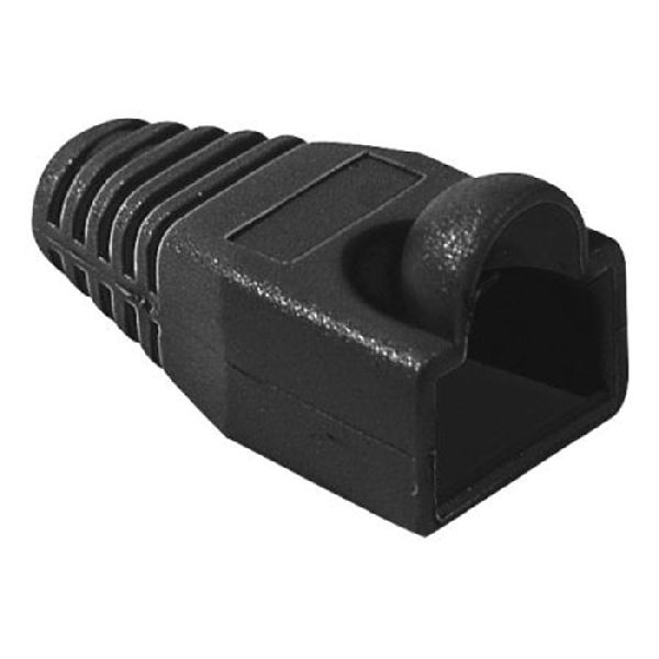 Exertis Connect 253166 Knickschutztülle für Modularstecker RJ45, Rundkabel, bis 5,5 mm, schwarz, VPE 10 Stück