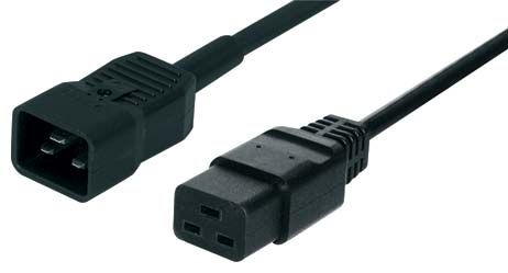 Tecline 35014 Kaltgeräte-Verlängerungskabel 16 A, C20 an C19, 2,5 m, schwarz