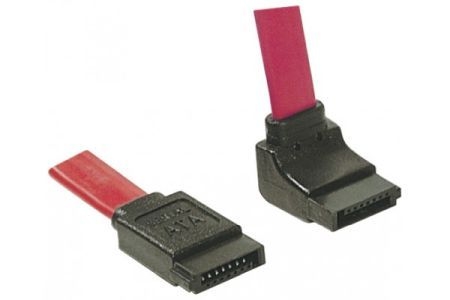 Exertis Connect 314014 SATA III Kabel, 7pol SATA St. / 7pol SATA St, 1 Seite nach unten abgewinkelt, ca. 0,5 m, rot