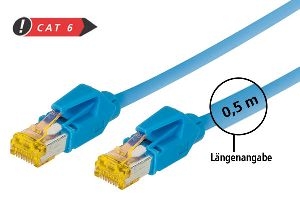 Tecline 722015B Tecline Patchkabel Cat. 6A (ISO/IEC), S/FTP, halogenfrei, mit Rastnasenschutz, blau, 1,5 m
