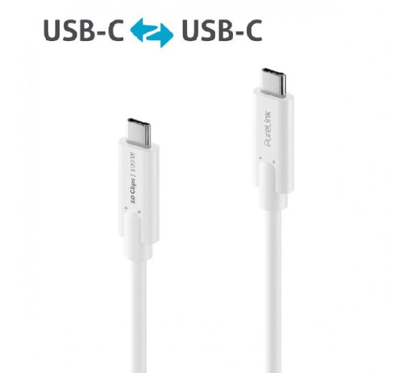 PureLink IS2510-010 PureLink Premium USB 3.2 Gen. 2 Kabel, bis 100 Watt, USB St. C/USB St. C, weiß, 1,0 m
