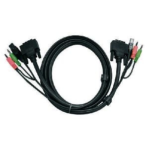Aten 2L-7D03U ATEN KVM DVI-D Kombikabel, Singlelink, 18+1pol DVI-D St./St., USB St. A/St. B, 3,5 mm Stereo Klinkenst./st., 3,0 m