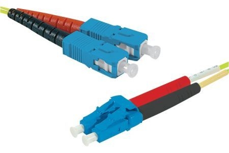 Exertis Connect 392863 LWL Patchkabel HD, 9/125 µm, OS2-Faser, SC Duplex Stecker/LC Duplex Stecker, gelb, 3,0 m UPC