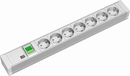 Bachmann 333600 Bachmann 19" PDU PVC Steckdosenleiste mit Schalter, 7-fach Schutzkontaktsteckdose