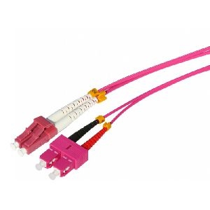 Tecline 798LS01 Tecline LWL Patchkabel HD, 50/125 µm, Multimode, OM4-Faser, LC Duplex Stecker / SC Duplex Stecker, erikaviolett, 1,0 m