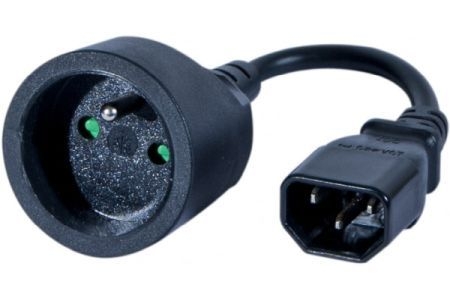 Exertis Connect 809071 Netzspannungsadapter Kaltgerätestecker C14 auf französische Kupplung CEE7/5