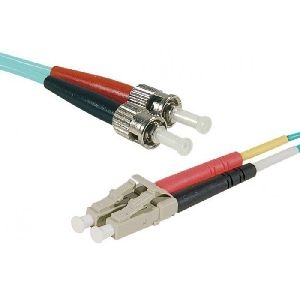Exertis Connect 392739 LWL Patchkabel HD, 50/125 µm, OM3-Faser, LC Duplex Stecker/2 x ST Stecker, aqua, 30,0 m UPC