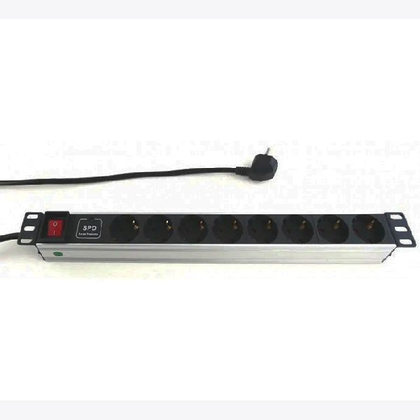 Silence Rack 90LNSDL198SSSP Silence Rack 19" Steckdosenleiste 8-fach, Überspannungsschutz, mit Schalter, Anschlussleitung 2,0 m, schwarz / silber