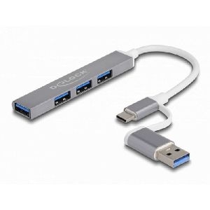 Delock 64214 DeLOCK USB 3.2 Slim Hub, 1 Port USB 3.2 und 3 Port USB 2.