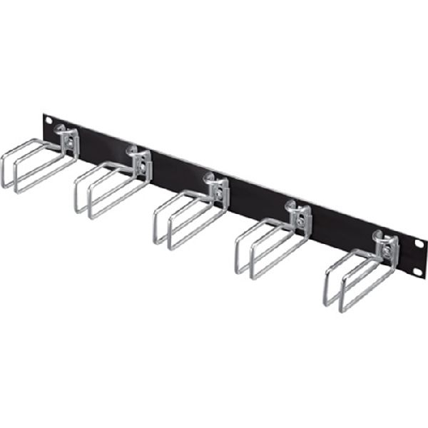 Rittal 5502205 Rittal 19" Rangierfrontplatte, 1 HE, 5 Kabelrangierbügel 43 x 55 mm (Metall), schwarz RAL 9005