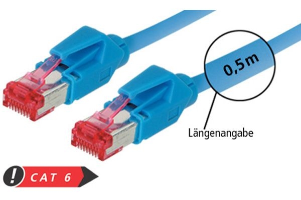 Tecline 718015B Tecline Patchkabel Cat. 6 (EIA/TIA), S/FTP, halogenfrei, mit Rastnasenschutz, blau, 1,5 m