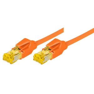 Tecline 722015A Tecline Patchkabel Cat. 6A (ISO/IEC), S/FTP, halogenfrei, mit Rastnasenschutz, orange, 1,5 m