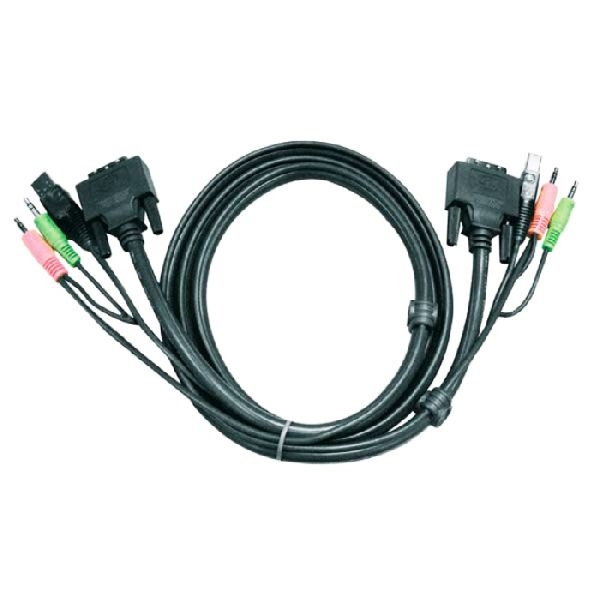 Aten 2L-7D05U ATEN KVM DVI-D Kombikabel, Singlelink, 18+1pol DVI-D St./St., USB St. A/St. B, 3,5 mm Stereo Klinkenst./st., 5,0 m