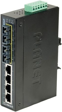 Planet ISW-621T Planet Industrial Fast Ethernet LWL Switch ISW-621T, 4x 100/10 Mbit/s (RJ45), 2x 100Base-FX Multimode (SC Duplex), für Hutschienenmont