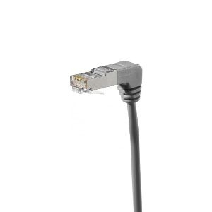 Exertis Connect 854287 Patchkabel Cat. 6A, S/FTP (PiMF), beidseitig abgewinkelt, grau, 0,7 m