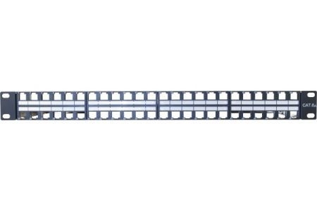Dexlan 908080 Dexlan Modulträger für 48 Keystone-Anschlussbuchsen, 19 Zoll, schwarz RAL 9005