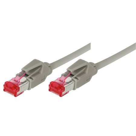 Tecline 71703 Tecline Patchkabel Cat. 6, S/FTP (PIMF), Crossover, halogenfrei, mit Rastnasenschutz, grau, 3,0 m