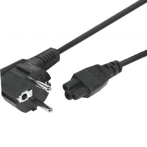 Exertis Connect 808359 Netzanschlusskabel, Schutzkontaktstecker abgewinkelt an 3pol Buchse C5, schwarz, 1,0 m