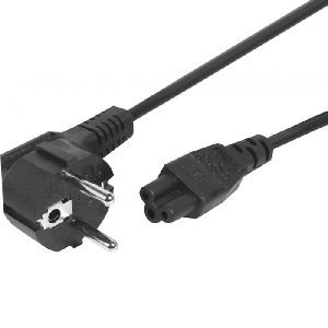 Exertis Connect 808359 Netzanschlusskabel, Schutzkontaktstecker abgewinkelt an 3pol Buchse C5, schwarz, 1,0 m