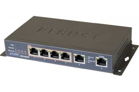 Planet GSD-604HP Planet Gigabit Switch GSD-604HP mit 4x Gigabit PoE+ und 2x Gigabit Ethernet