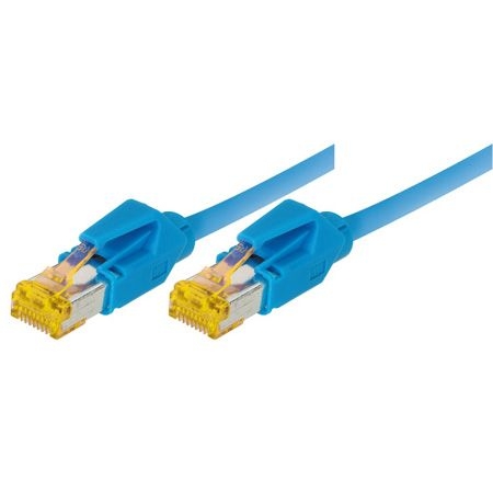 Tecline 70701B Tecline Patchkabel Cat. 6A (ISO/IEC), S/FTP (PiMF), halogenfrei, mit Rastnasenschutz, blau, 1,0 m