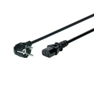 Exertis Connect 580420 Netzanschlusskabel, Schutzkontaktstecker abgewinkelt an Kaltgerätebuchse, schwarz, 3,0 m