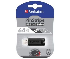 Verbatim 49318 Verbatim USB 3.0 Stick 64 GB, PinStripe, schwarz