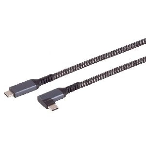 shiverpeaks BS14-75017 shiverpeaks USB 3.2 Gen. 2x1 Kabel, 100 Watt, USB St. C 90° / St. C, Textil, 2,0 m