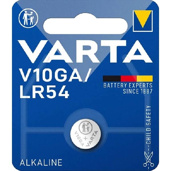 Varta 4274101401 VARTA Batterie Lithium, Knopfzelle, LR1130, AG10, LR54, V10GA, 1.5V, Retail Blister VE: 1 Stück