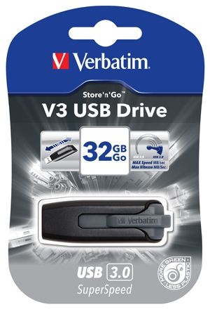 Verbatim 49173 Verbatim Store n Go V3 USB 3.0 Memory Stick, 32 GB, schwarz/grau