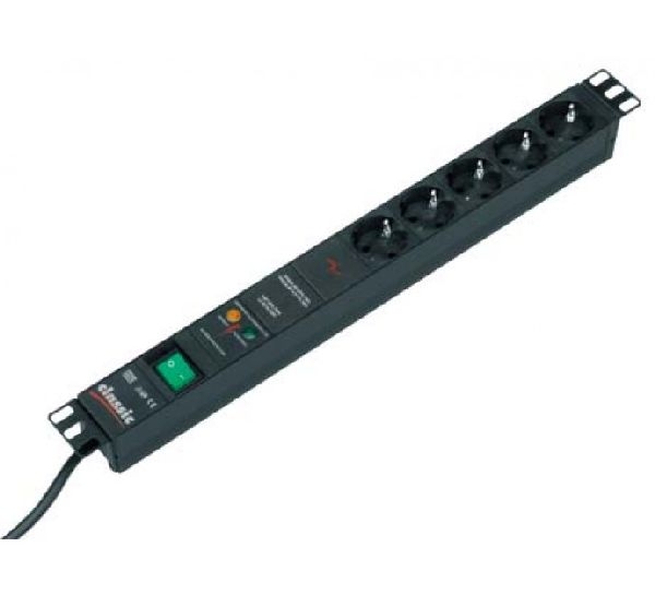 Bachmann 333537 Bachmann 19" PDU Basic, Steckdosenleiste mit Überspannungsschutz + Netz- und Frequenzfilter , 5-fach Schutzkontaktsteckdose, schwarz