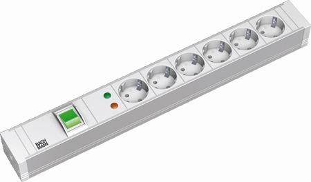 Bachmann 333605 Bachmann 19" PDU PVC Steckdosenleiste mit Schalter und Überspannungsschutz, 6-fach Schutzkontaktsteckdose