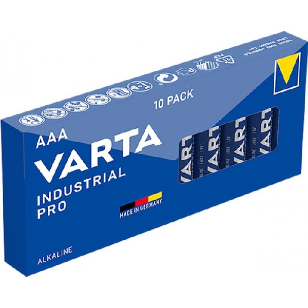 Varta 4003211111 VARTA Batterie Alkaline, INDUSTRIAL PRO, Micro, AAA, LR03, 1.5V, Retail Box (10-er Pack)