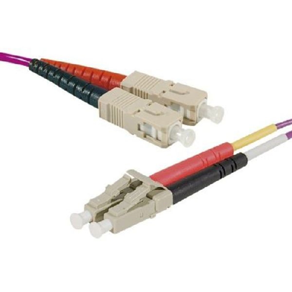 Exertis Connect 392803 LWL Patchkabel HD, 50/125 µm, OM4-Faser, SC Duplex Stecker/LC Duplex Stecker, erika-violet, 3,0 m UPC