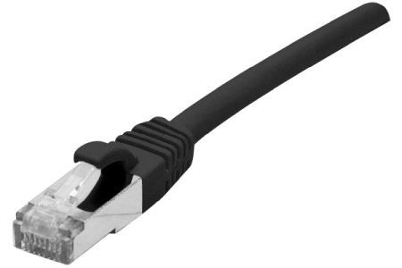 Dexlan 858648 Dexlan Patchkabel Cat. 6A Class EA, S/FTP (PiMF), halogenfrei, mit Rastnasenschutz, schwarz, 0,5 m