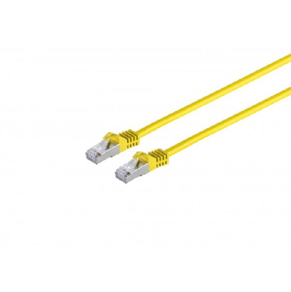 S-Conn 75511-0.25Y Patchkabel Cat. 6A Class EA mit Cat. 7 Rohkabel, S/FTP (PiMF), halogenfrei, mit Rastnasenschutz, gelb, 0,25 m