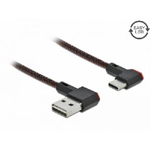 Delock 85279 DeLOCK USB 2.0 Kabel, USB St. C seitl. abgewinkelt / USB St. A seitl. abgewinkelt, umkehrbar, schwarz, 0,2 m