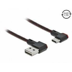 Delock 85279 DeLOCK USB 2.0 Kabel, USB St. C seitl. abgewinkelt / USB St. A seitl. abgewinkelt, umkehrbar, schwarz, 0,2 m