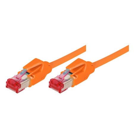 Tecline 718003A Tecline Patchkabel Cat. 6 (EIA/TIA), S/FTP, halogenfrei, mit Rastnasenschutz, orange, 0,3 m