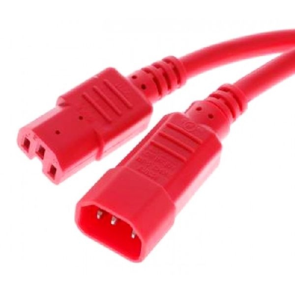 Exertis Connect 808364 Warmgerätekabel, Kaltgerätestecker C14 auf Warmgerätebuchse C15, rot, 1,8 m