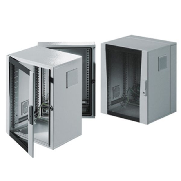 Rittal 7709535 Rittal 19" Wandgehäuse EL, 3-teilig, 9 HE, 600 x 673 mm, hellgrau RAL 7035, mit optimaler Zugänglichkeit durch Schwenkteil!