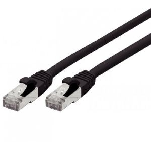 Exertis Connect 854545 Patchkabel Cat. 6A, S/FTP (PiMF), TPE, halogenfrei, GRS-zertifiziert, mit Rastnasenschutz, schwarz, 0,15 m