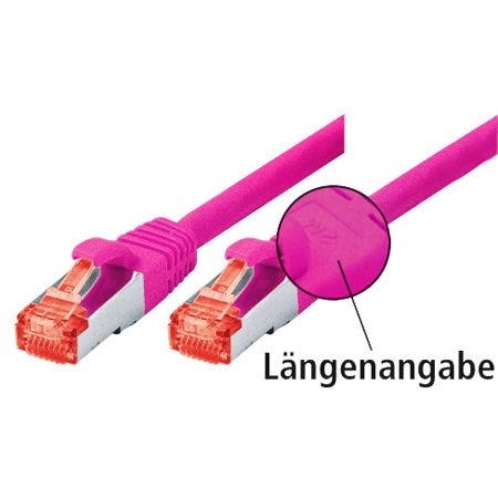 Dexlan 996614 Dexlan Patchkabel Cat. 6, S/FTP (PiMF), halogenfrei, mit Rastnasenschutz, magenta, 10,0 m