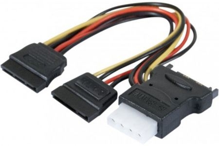 Exertis Connect 147557 SATA Strom-Adapterkabel, SATA auf 2x SATA + Molex, 1x SATA St. / 2x SATA Bu + Molex Bu.
