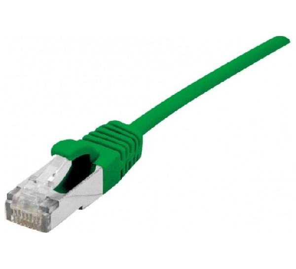 Dexlan 858715 Dexlan Patchkabel Cat. 6A, S/FTP (PiMF), ultradünn, halogenfrei, mit Rastnasenschutz, grün, 0,5 m