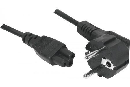 Exertis Connect 808350 Netzanschlusskabel, Schutzkontaktstecker abgewinkelt an 3pol Buchse C5, schwarz, 1,8 m