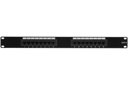 Exertis Connect 257260 Patchfeld, Cat.6, 16 Port, UTP, 1 HE, 19 Zoll, schwarz
