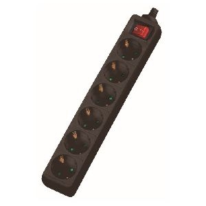 Dexlan 994921 Dexlan Steckdosenleiste 6-fach, mit Schalter, Anschlussleitung 3,0 m, schwarz